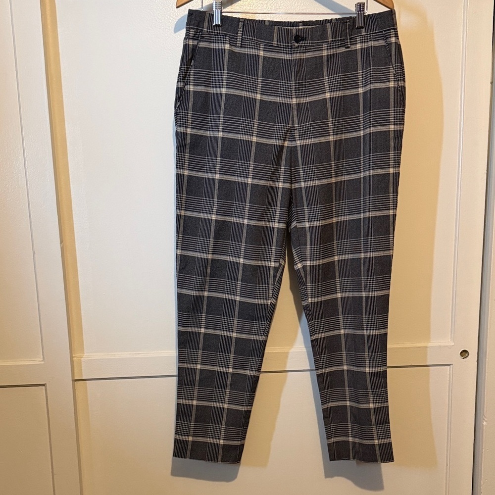 Zara Men’s Black and White Plaid Dress Pants